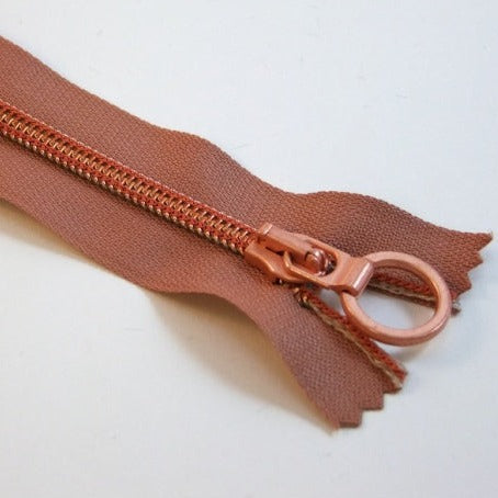 Reißverschluss Metalloptik 20 cm kupfer