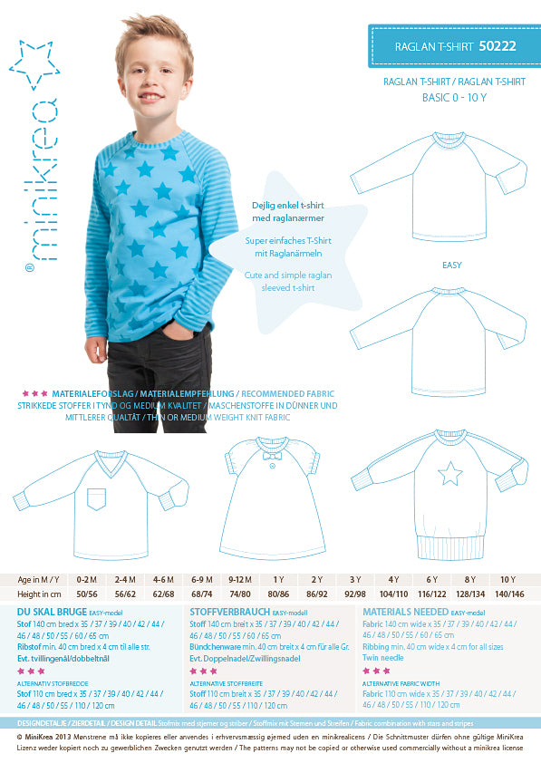 minikrea Schnittmuster 50222 Raglan T-Shirt