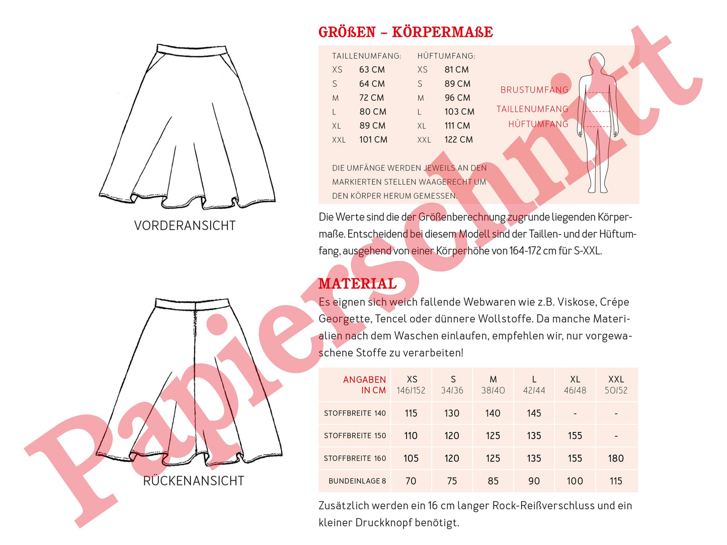 Studio Schnittreif Schnittmuster Halbtellerrock Frau Bella
