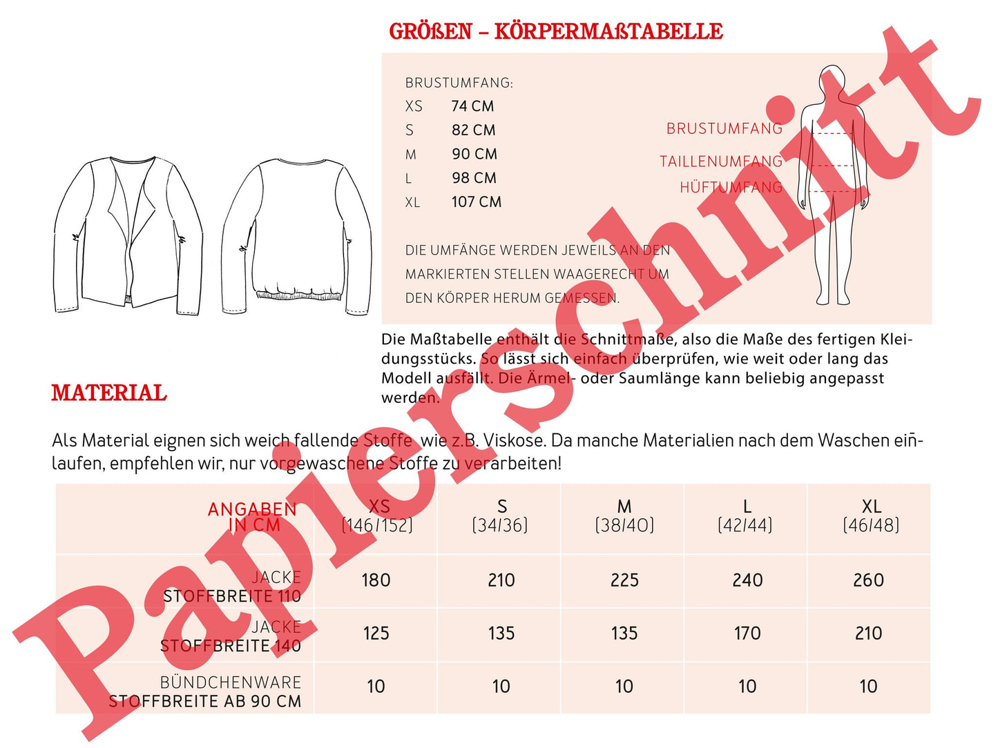 Studio Schnittreif Schnittmuster Jacke Frau Tomma