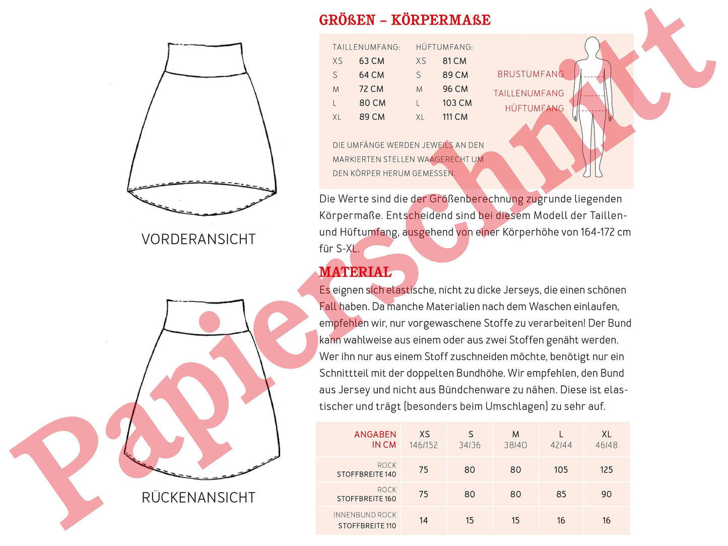 Studio Schnittreif Schnittmuster Jerseyrock Frau Eva