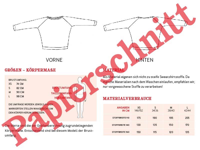 Studio Schnittreif Schnittmuster Raglansweater Frau Mona