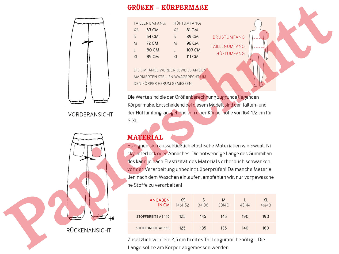 Studio Schnittreif Schnittmuster Sweathose Frau Pauli