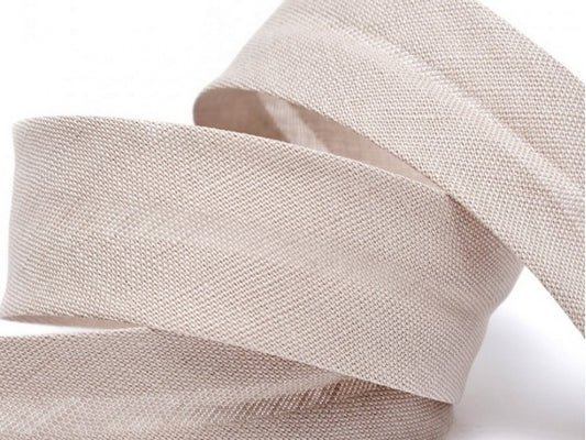 MiZa Schrägband Leinen Uni 30 mm beige