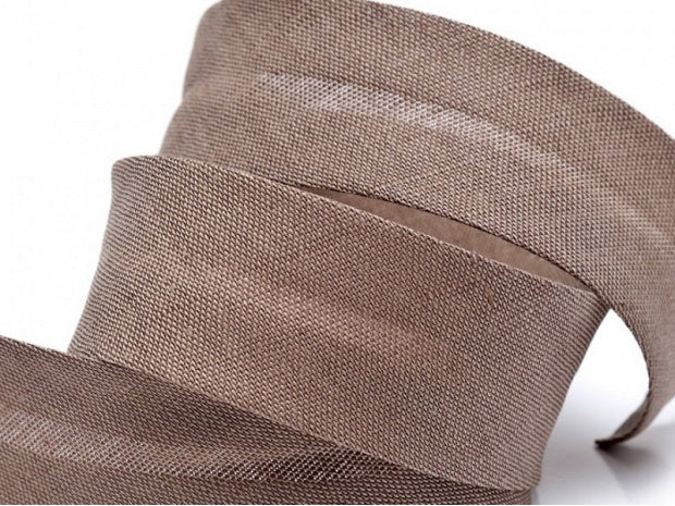 MiZa Schrägband Leinen Uni 30 mm dunkelbeige