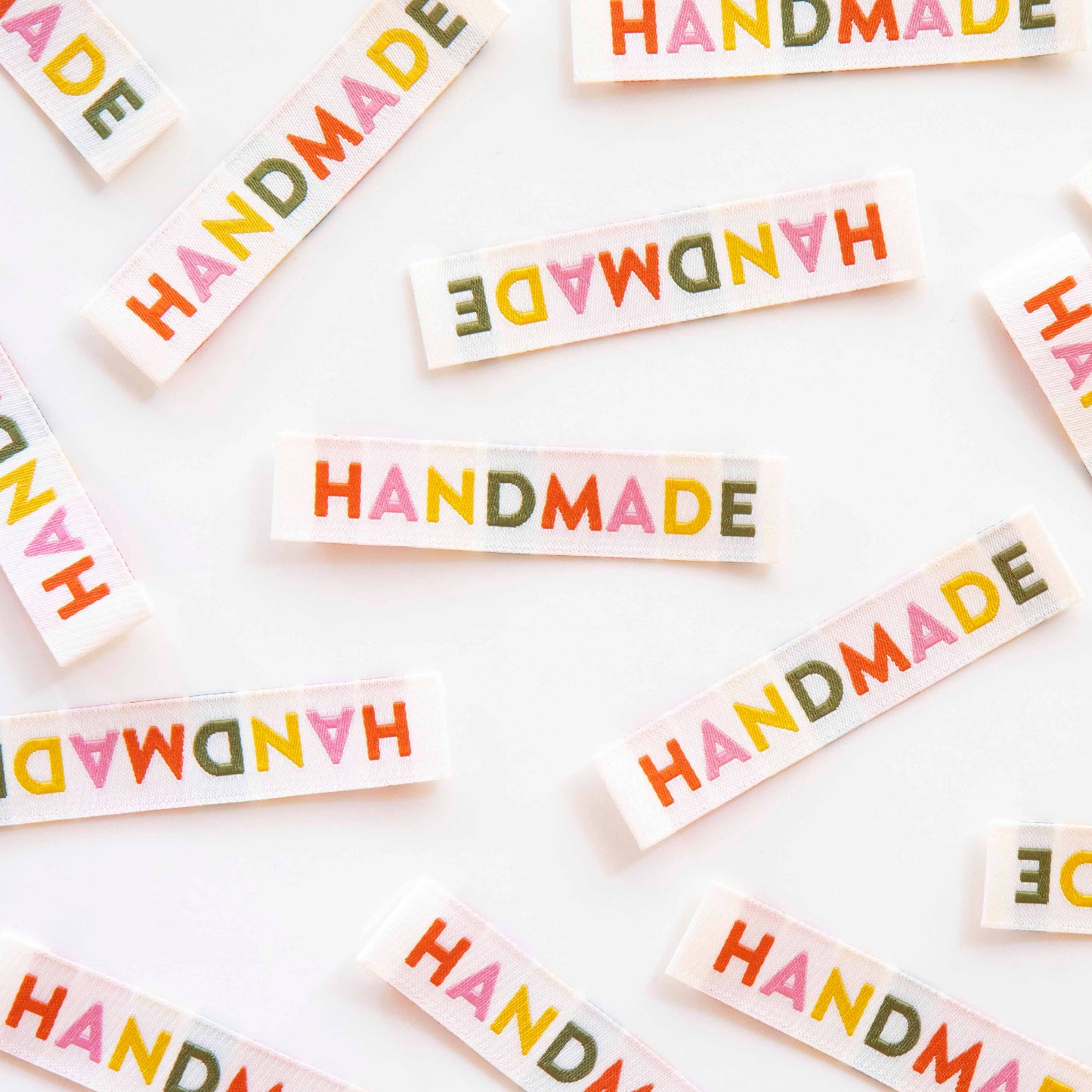 Gewebte Nähetiketten - "handmade" pastell