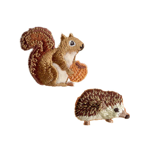 Prym Bügelbilder Igel & Eichhörnchen im 2er Pack. Niedliche Waldtier-Motive zum Aufbügeln auf Kinderkleidung und Accessoires.