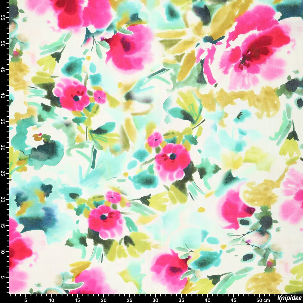 Viskose-Leinenstoff Tuscany Flowers