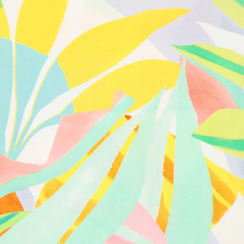 Abstract Paradise Poplin Stretch Gelb mit Digital-Print – 140 cm breit, 140 g/qm für sommerliche Frauenkleidung bei kikkomo.d