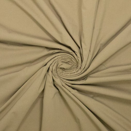 Baumwollstoff Paper Touch uni Khaki mit 2% Elasthan – griffig & elastisch für Hosen, Röcke und Kleider.