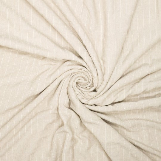 Nadelstreifen Stoff im Leinen-Mix, beige