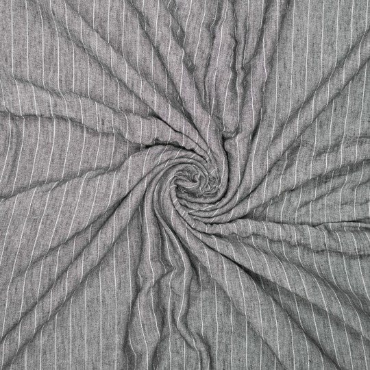 Nadelstreifen Stoff im Leinen-Mix, denim