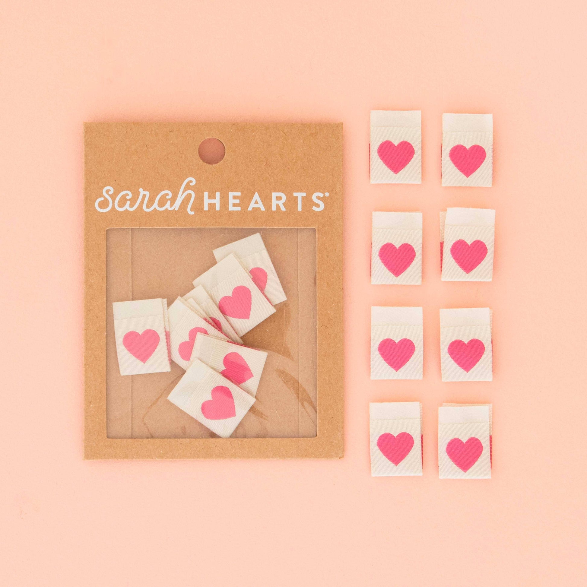 Pinkfarbene Herz-Webetiketten von Sarah Hearts