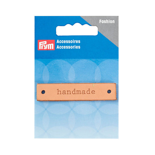Prym Lederlabel Handmade & Made with Love. Dekorative Labels aus Lederimitat zum Aufnähen auf Kleidung, Taschen oder Accessoires.
