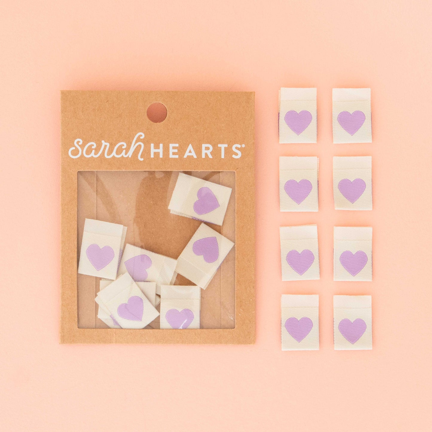 Webetiketten mit lila Herz von Sarah Hearts
