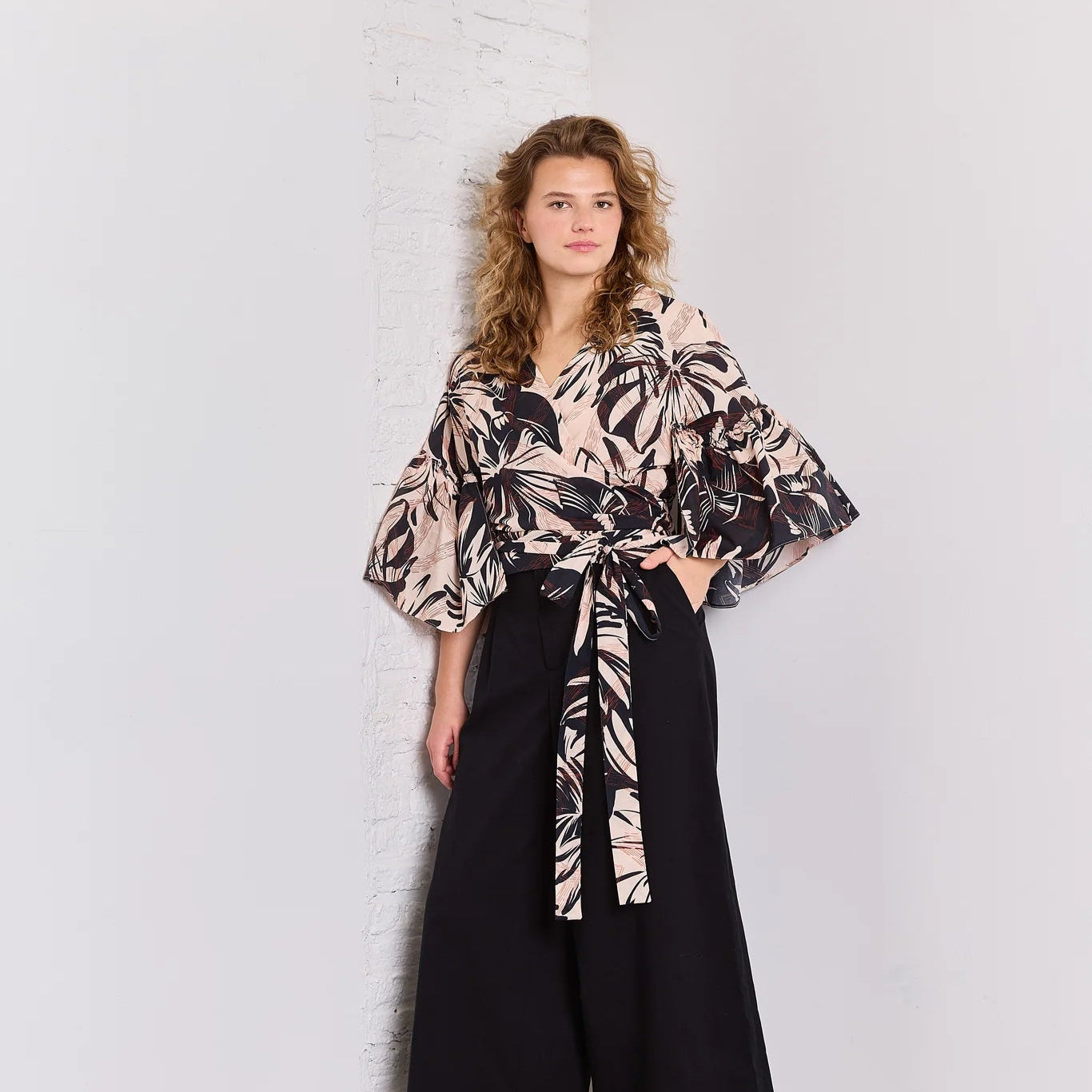 Black tropical cotton print