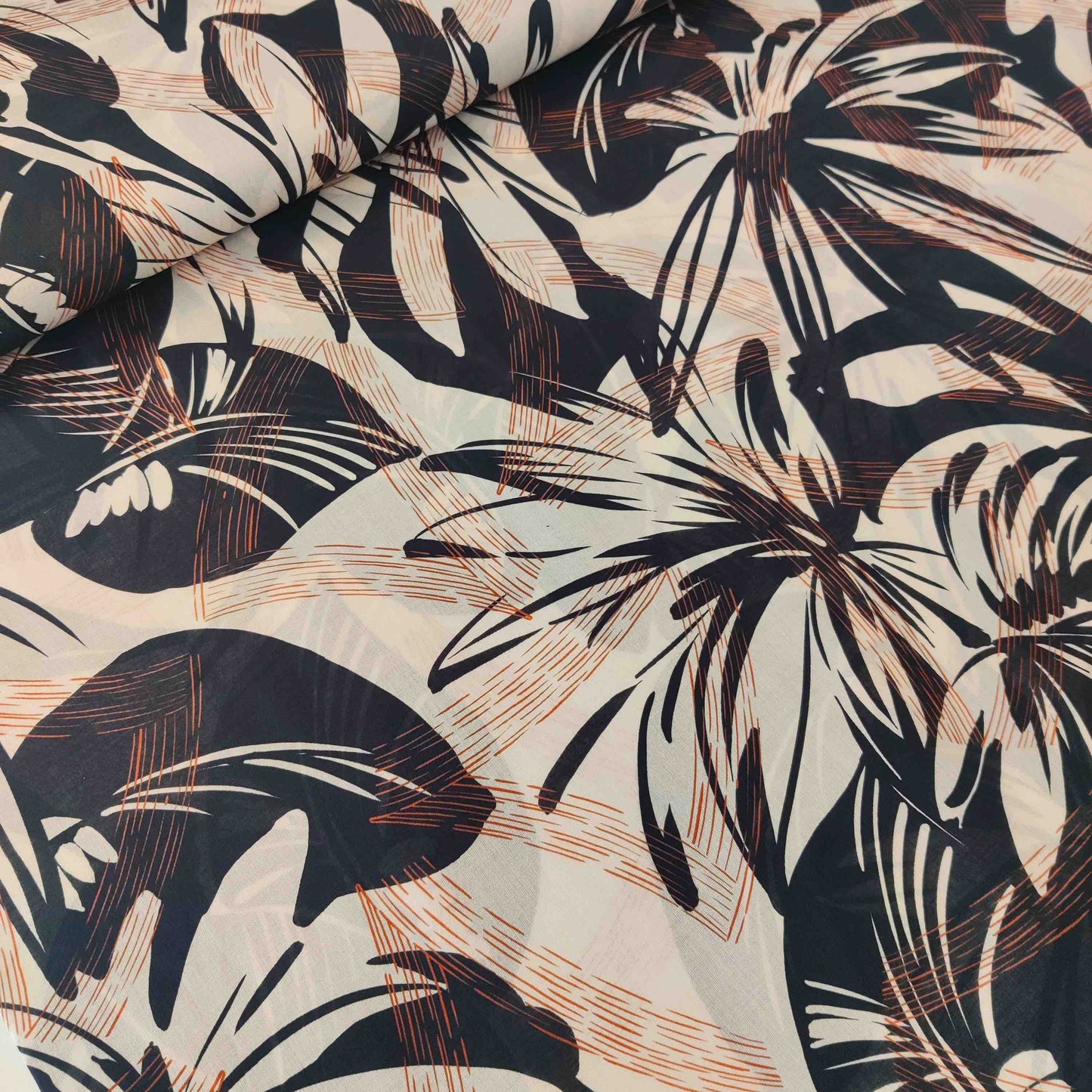 Black tropical cotton print