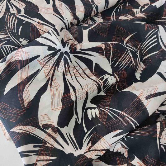 Black tropical cotton print
