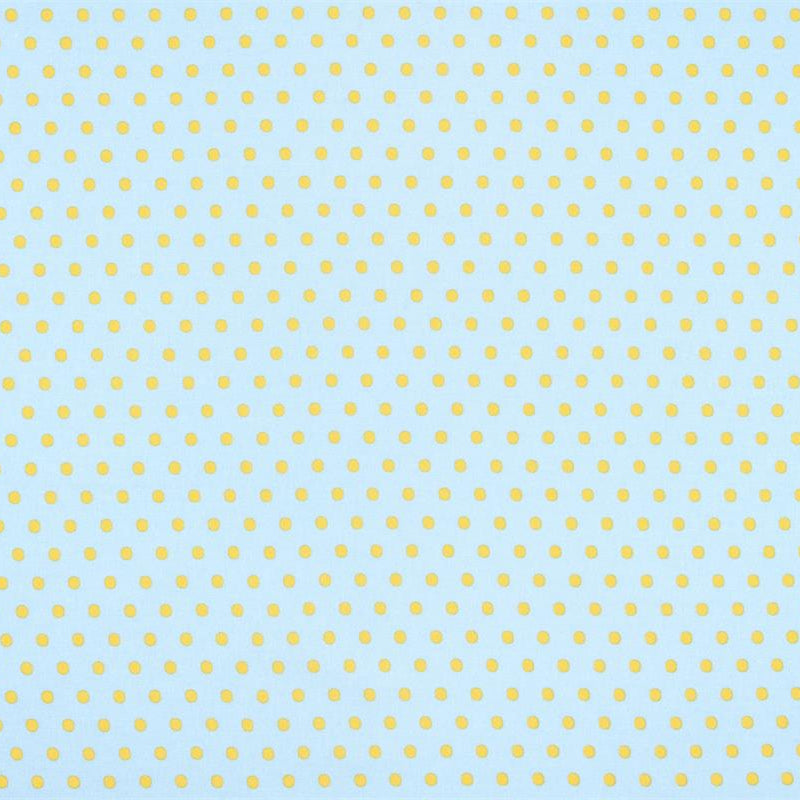 Beschichtete Baumwolle Punkte hellblau gelb lebensmittelecht