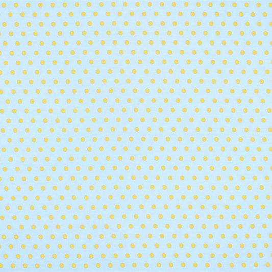 Beschichtete Baumwolle Punkte hellblau gelb lebensmittelecht