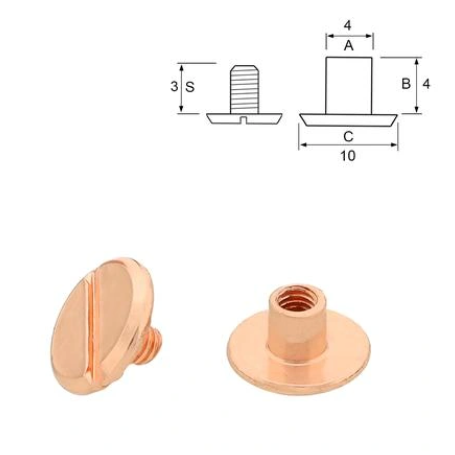 Buchschraube mit 10 mm Durchmesser und 4 mm Höhe in roségold