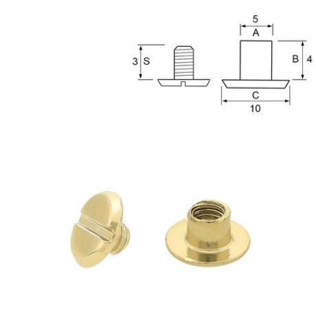 Buchschrauben 4 mm zum Verbinden von Papier, Leder und Stoff