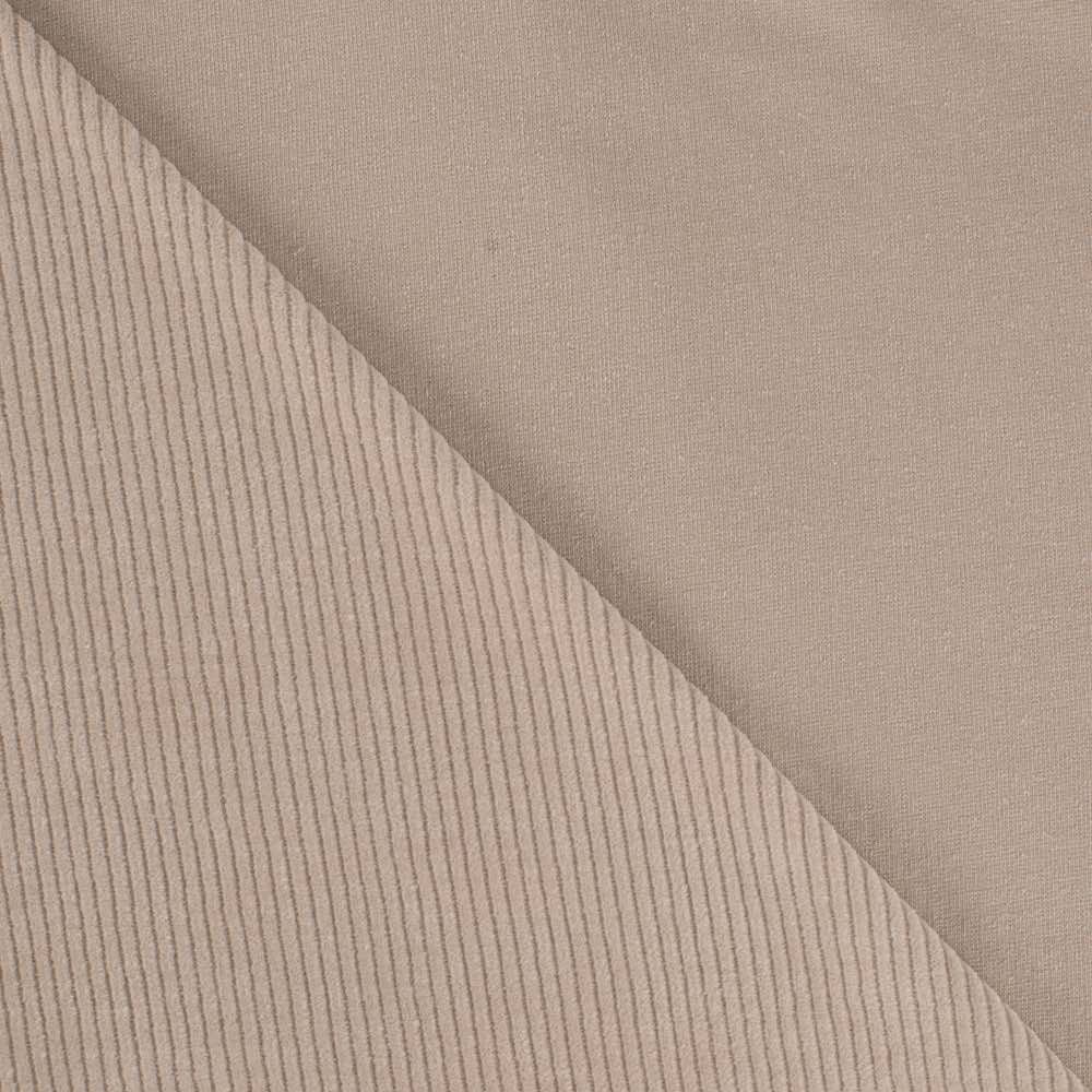 Cord Jersey sand – elastischer Stoff mit Rippenstruktur, weich & bequem für Kleidung und Kinderbekleidung.