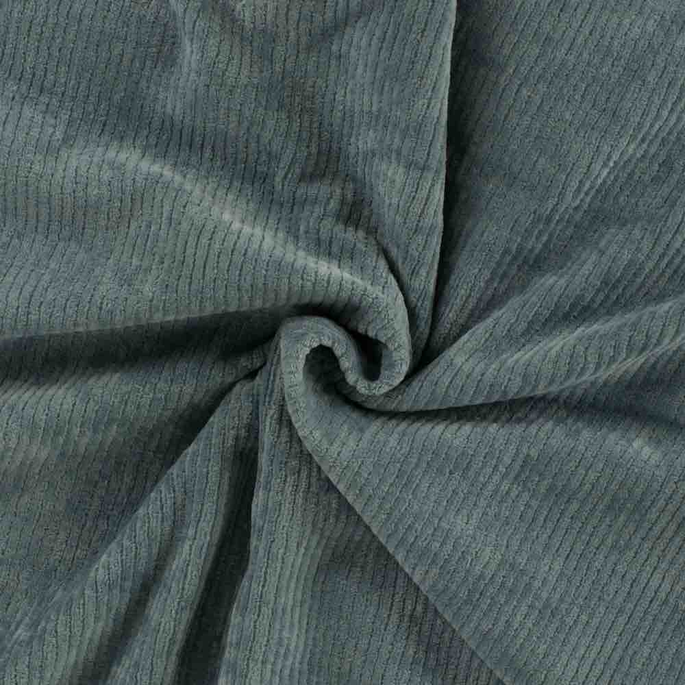 Cord Jersey dusty green – elastischer Stoff mit Rippenstruktur, weich & bequem für Kleidung und Kinderbekleidung.