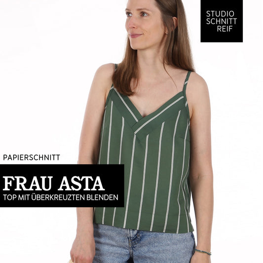Papierschnittmuster für ein Top mit überkreuzten Blenden in Größe XS-XXL von studio Schnittreif