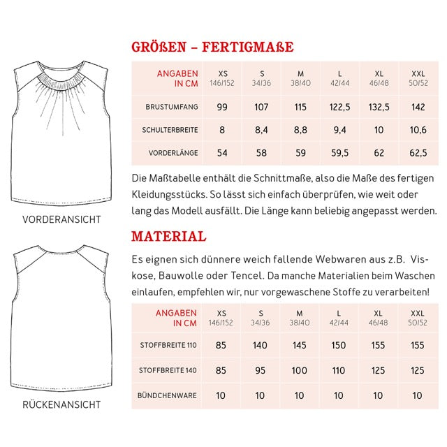 Papierschnittmuster für eine Damen Blusentop mit Bündcheneinsatz von Studio Schnittreif in den Größen XS-XXL