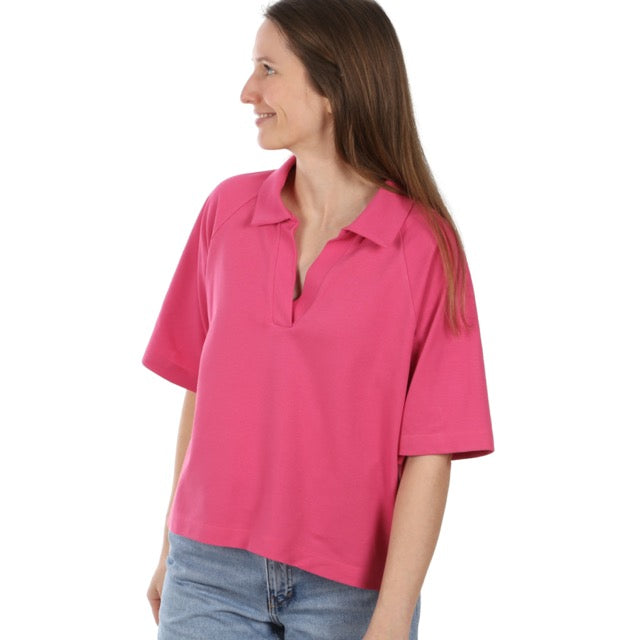 Papier-Schnittmuster für ein weit geschnittenes Poloshirt für Damen