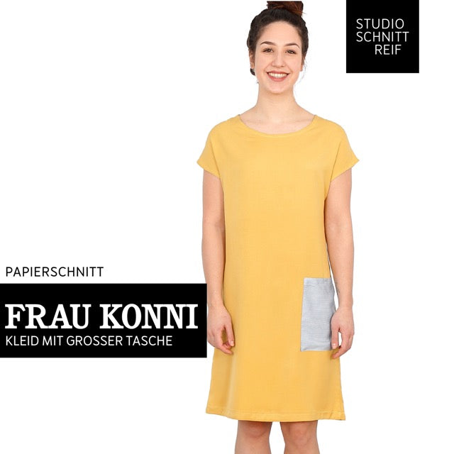 Papierschnittmuster für ein einfaches Kleid für Anfängerinnen ohne Ärmel von Studio Schnittreif in den Größen XS-XXL.