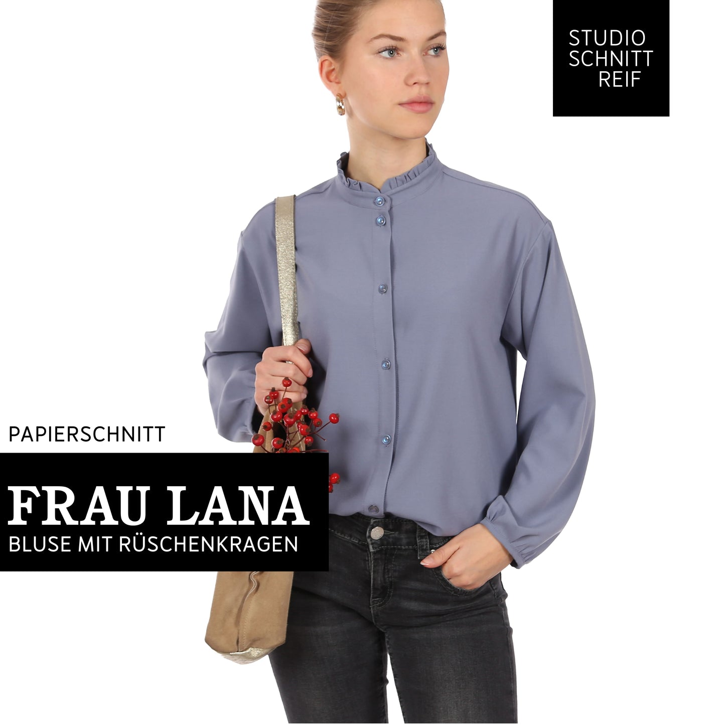 Papierschnittmuster Rüschenbluse Frau Lana Studio Schnittreif