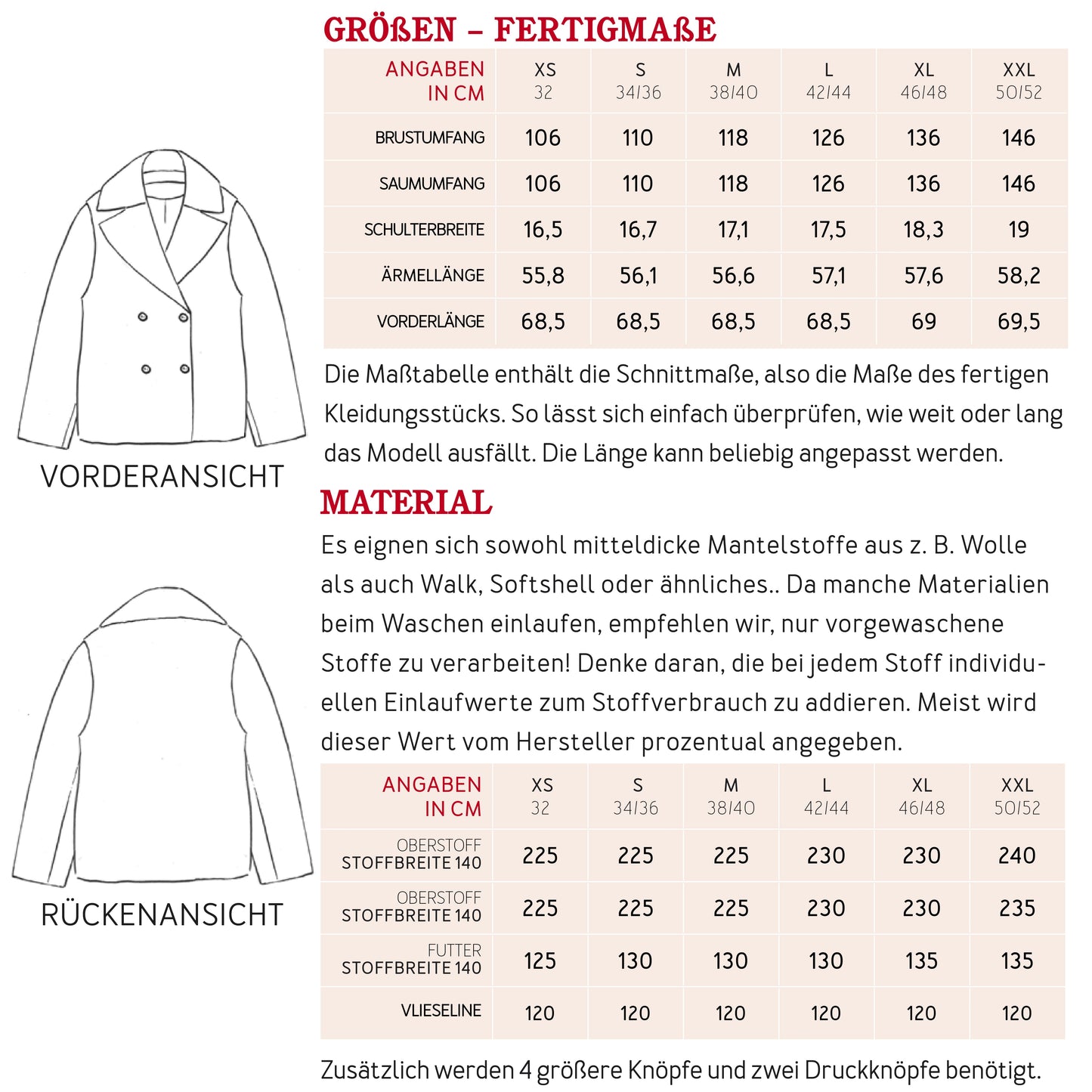 FRAU Laura Kurzmantel | Papierschnitt