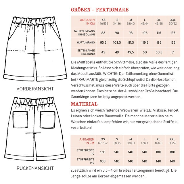 Papierschnittmuster für eine kurze Hose für Damen online kaufen.