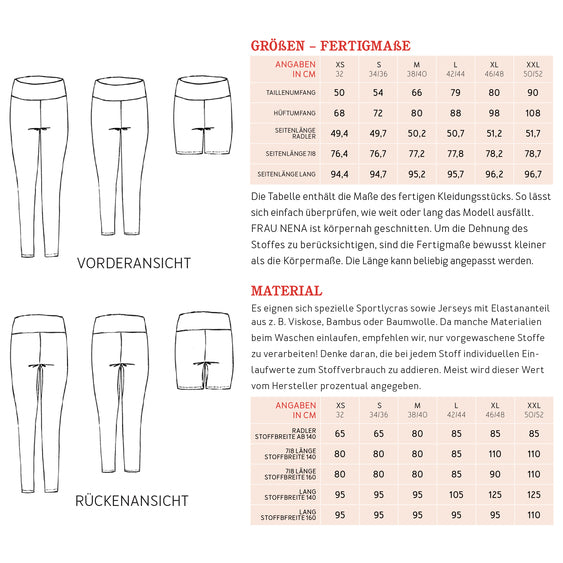 Schnittmuster Sportleggins mit Taschen im Bund Frau Nena
