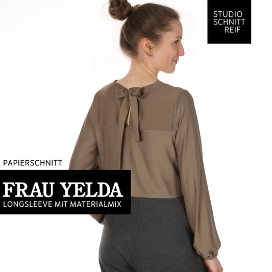 FRAU YELDA Longsleeve mit Schleife | Papierschnitt