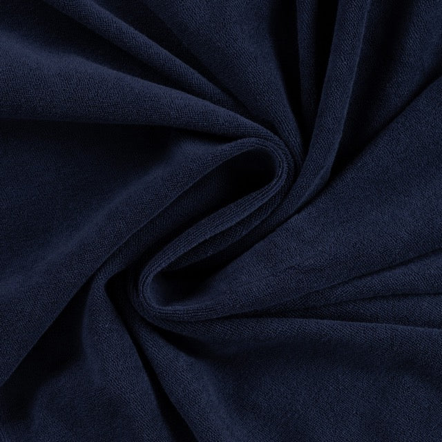 Frottee Jersey in blau aus 100% Baumwolle, 150 cm breit, 240 g/m²