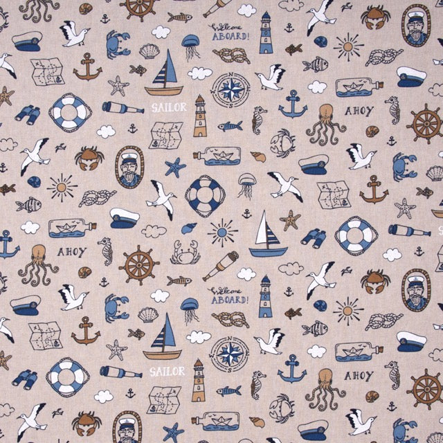 Maritimer Print Half Panama im Linenlook