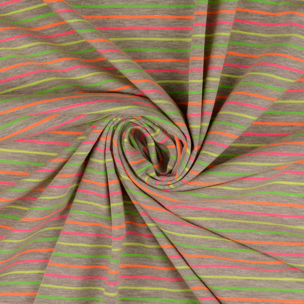 Jerseystoff grau mit Neonstreifen – garngefärbt, 2 mm Streifen, 7 mm Abstand