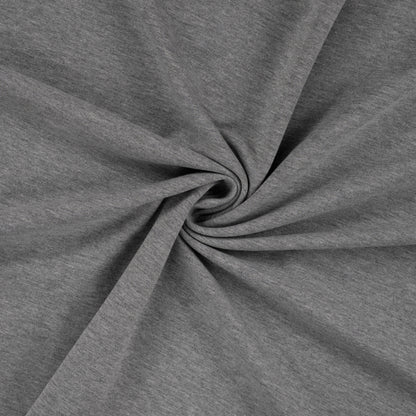 French Terry Stoff in Melange-Optik, leichter Sweatstoff mit Schlingenrückseite. Weich, elastisch und ideal für Shirts, Hoodies, Hosen und Kinderkleidung.