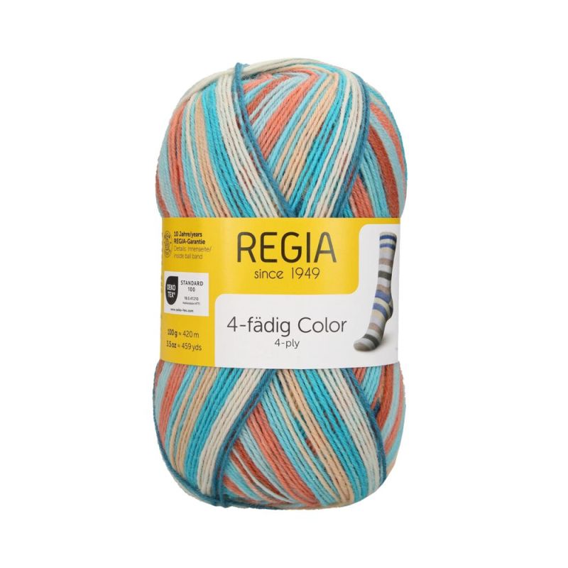 REGIA 4-fädig Color 100g 02735 apricot-emerald color