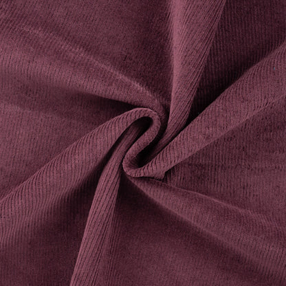 Gewaschener Breitcord Stoff, Baumwolle mit 3% Spandex, 320 g/m² – Farbe burgund – elastisch, weich und robust für Kleidung und Accessoires.
