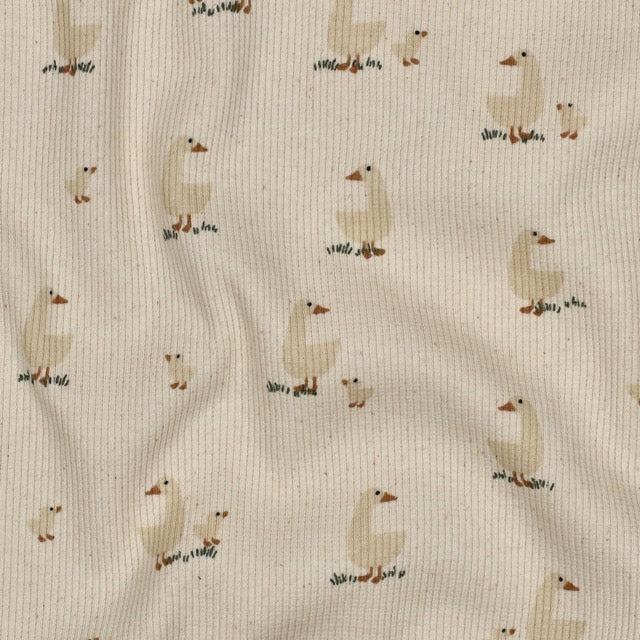 Elastischer Rippjersey mit Gänsen für Kinderkleidung