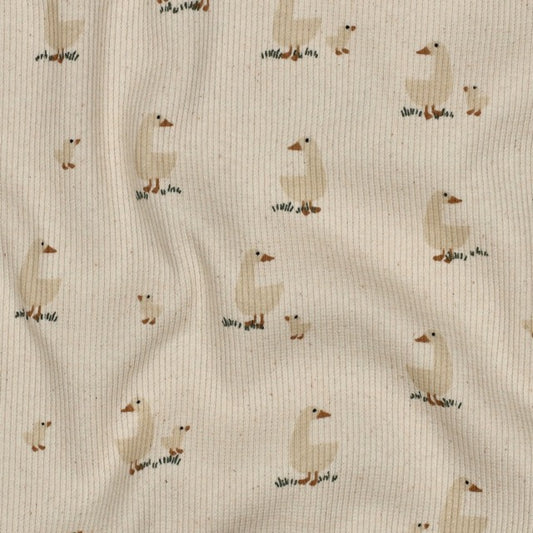 Elastischer Rippjersey mit Gänsen für Kinderkleidung