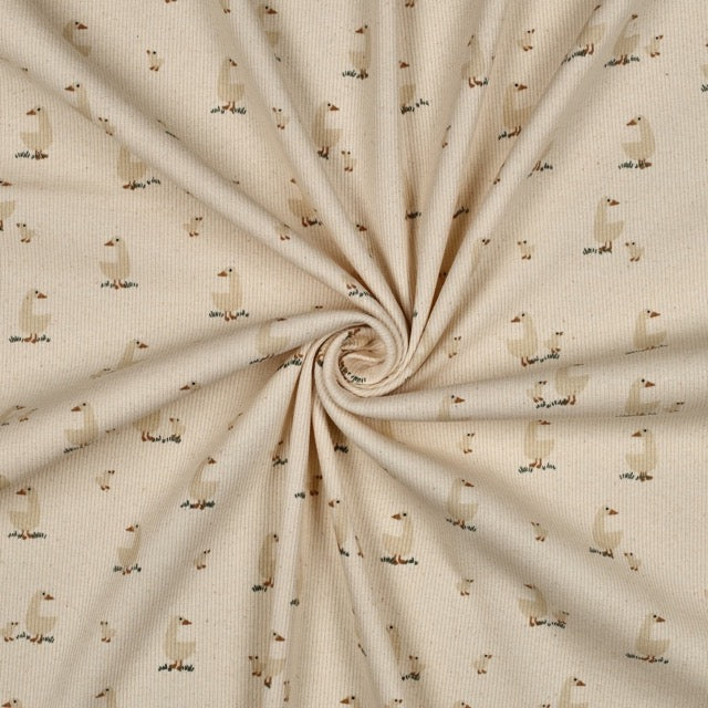 Elastischer Rippjersey mit Gänsen für Kinderkleidung