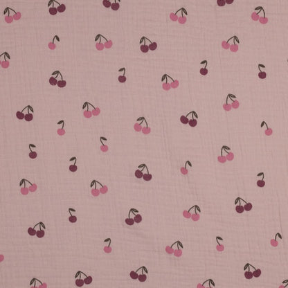Musselin Kirschen rosa Baumwolle Double Gauze