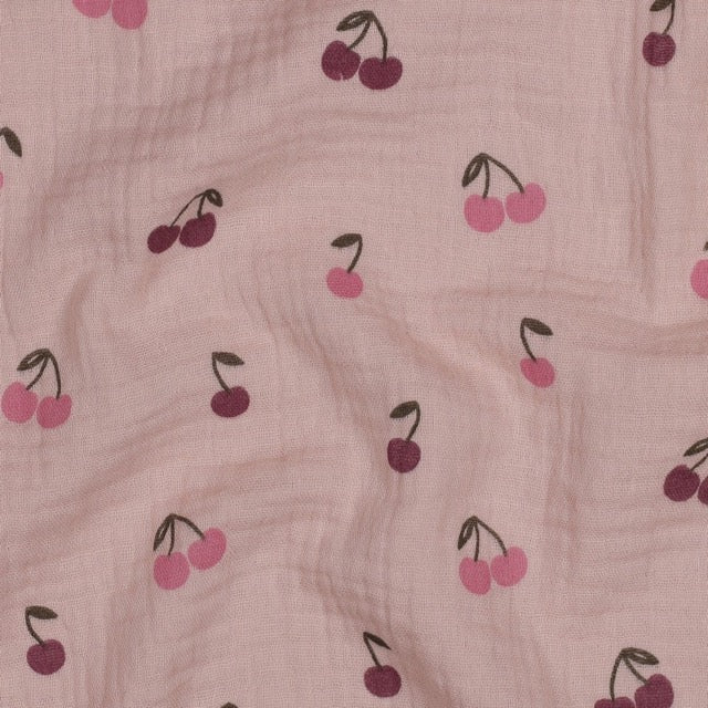 Musselin Kirschen rosa Baumwolle Double Gauze