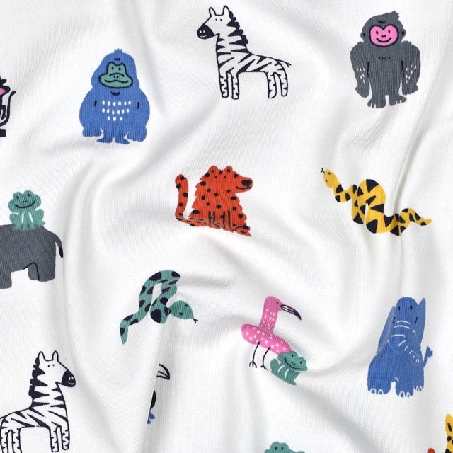 Baumwolljersey Tiere Safari bunt Kinderstoff
