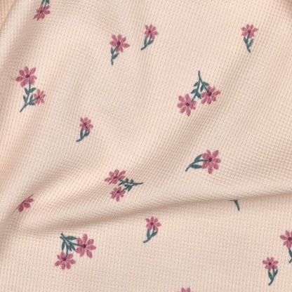 Waffeljersey Blumen apricot Strukturstoff